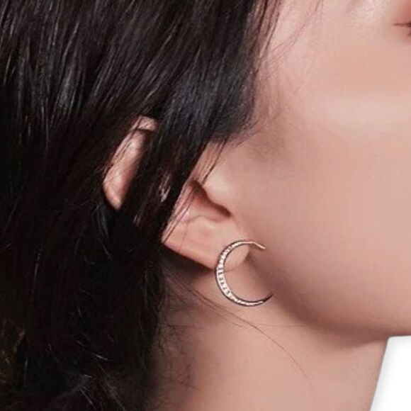 Silver Celestial Star & Moon Asymmetric Post Earrings - Picture 4 of 4